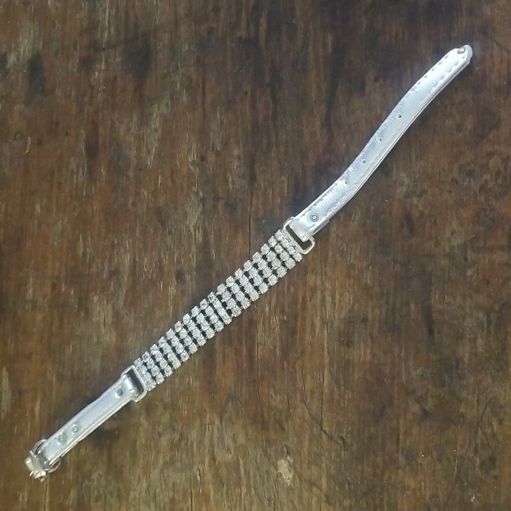 Vintage 1960s - 70s era Rhinestone Dog / Cat Collar Bling NWOT sz 12